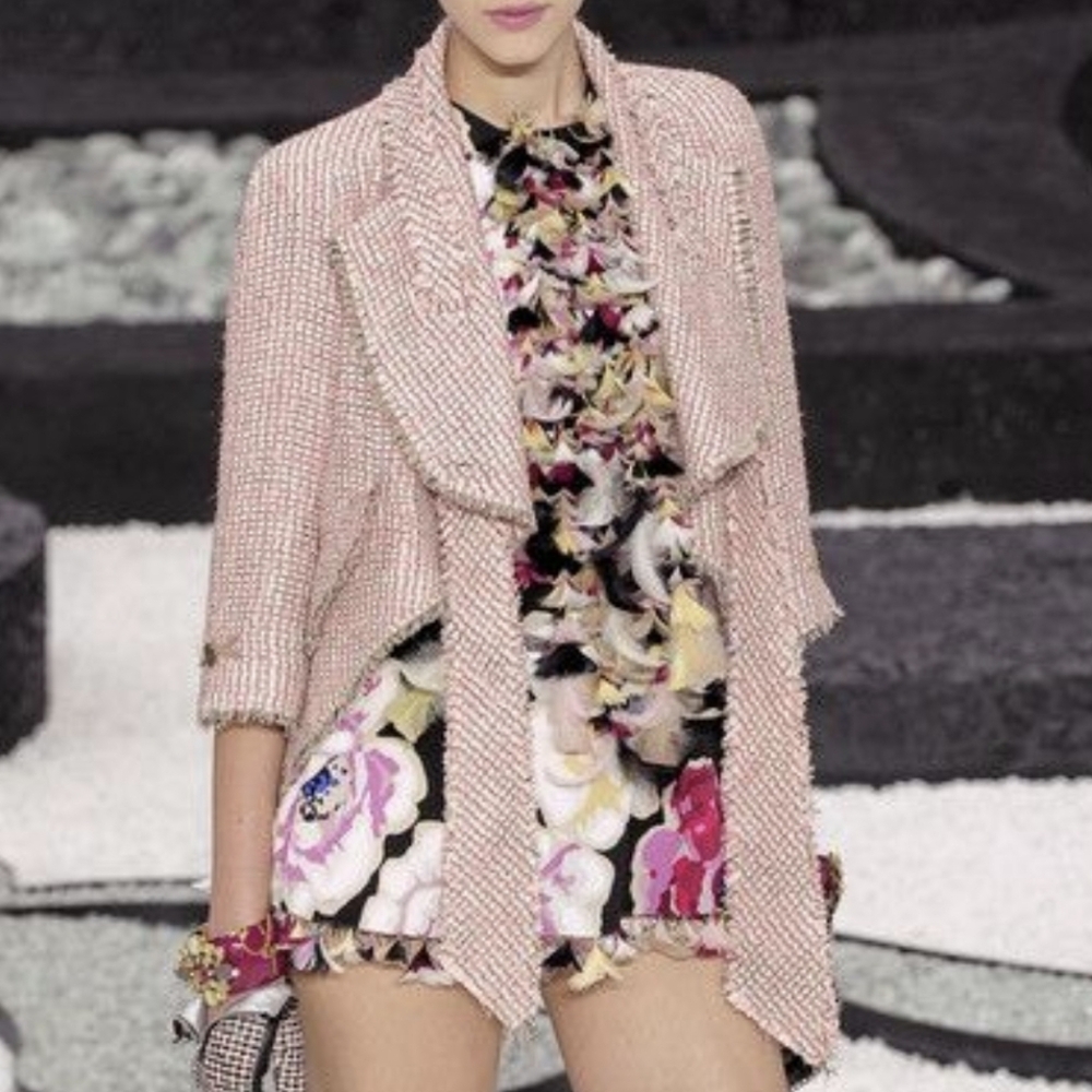 Chanel Sash-Tie Cropped Tweed Jacket